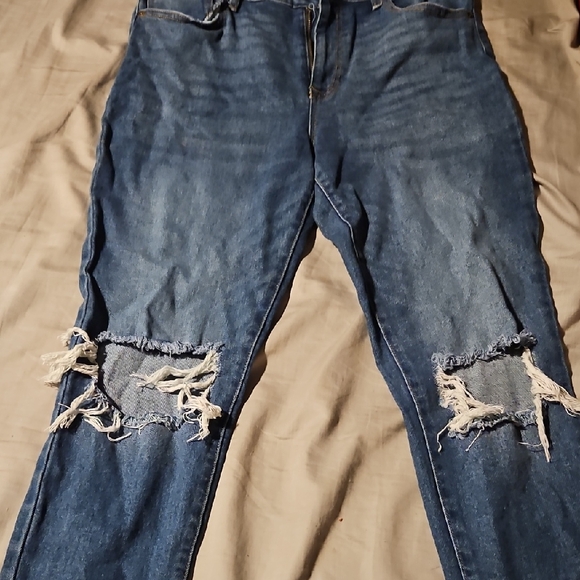 No Boundaries Denim - No Boundaries Distressed Straight Leg Jeans in Blue